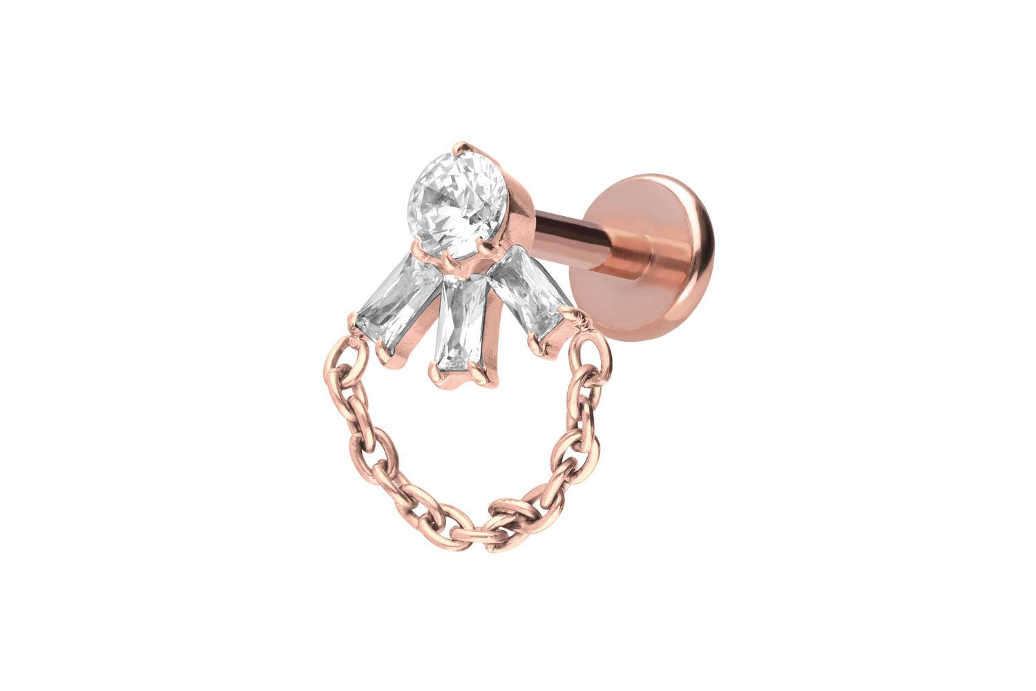 Titan Labret Piercing mit Push Fit LOTUSBLÜTE + KETTE